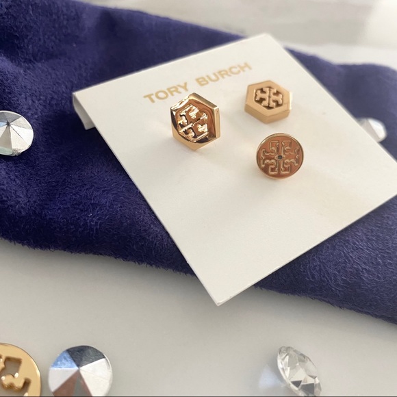 ✨Tory Burch Gold Hex Studs ✨ - Picture 3 of 5